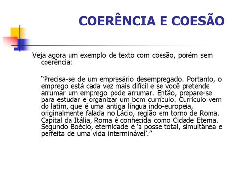 Texto Para Trabalhar Coes O E Coerencia Textual Texto Exemplo