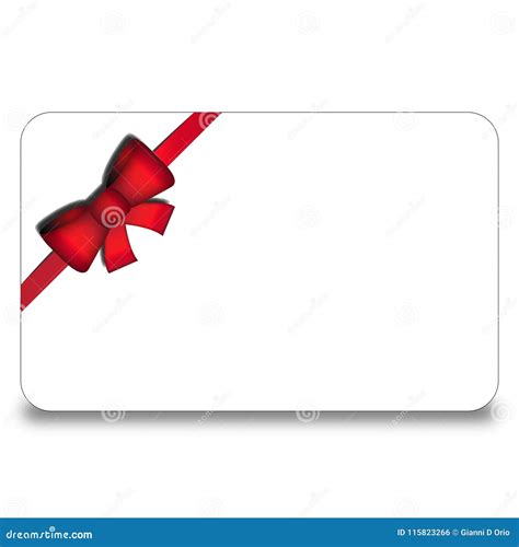 Plantilla De La Tarjeta De Regalo Con La Cinta Y El Arco Rojo