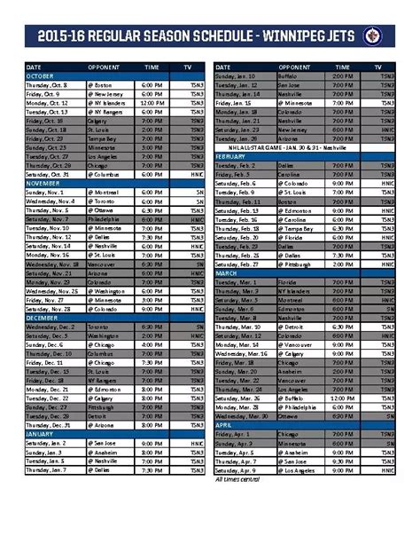 Pdf 2015 16 Regular Season Schedule Winnipeg Jets Pdf Document