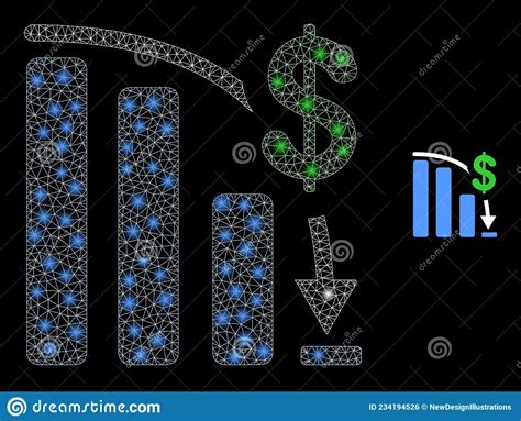 Vector Mesh Net Bankruptcy Bar Chart With Light Constellation Stars