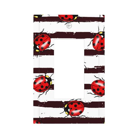 Kll Ladybugs On Black And White Striped1 Wall Plate Gloss Finish