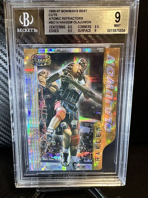 1996 97 Bowman S Best Cuts Atomic Refractor BC14 Hakeem Olajuwon For