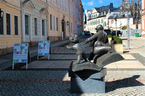 Plauen Germany March Sculpture Of Father And Son By Erik