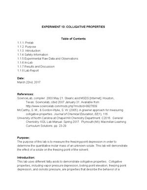 Exp 15 2 Post Lab SP22 Final CHEM 102L Experiment 15 Post Lab