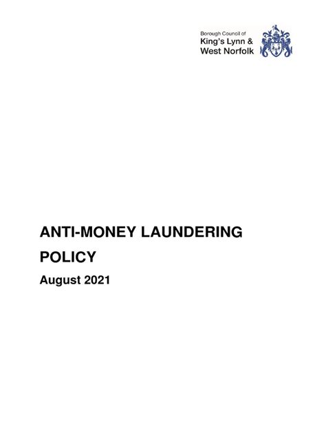 Final Anti Money Laundering Policy V12 1 Pdf