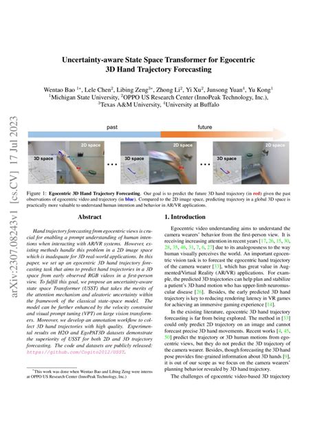 Uncertainty Aware State Space Transformer For Egocentric D Hand