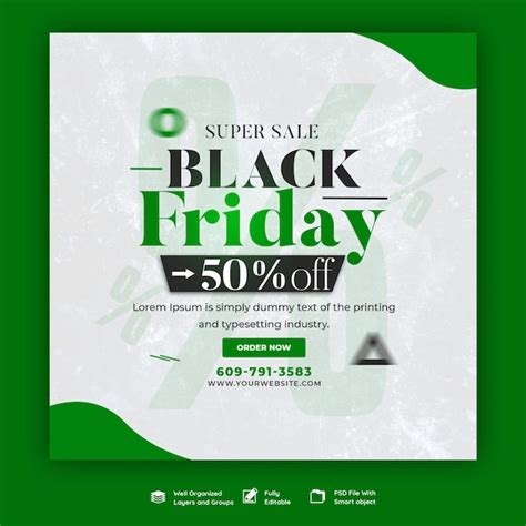 Plantilla De Banner De Redes Sociales De Super Venta De Viernes Negro