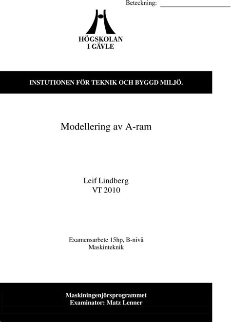 Modellering Av A Ram Pdf Gratis Nedladdning