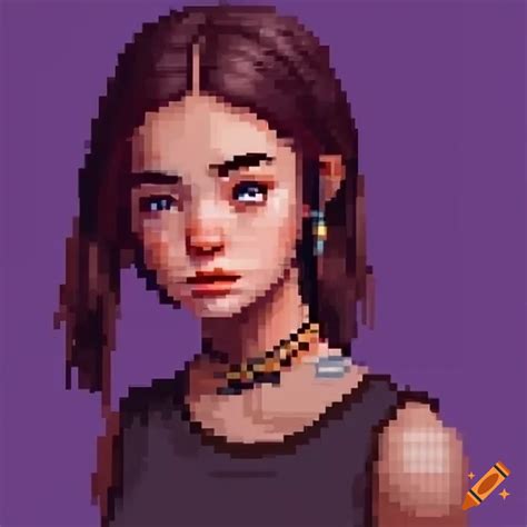 Detailed Realistic Pixel Art Character Of A Girl In A Video Game Aesthetic