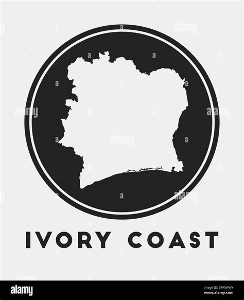 Ivory Coast Icon Round Logo With Country Map And Title Stylish Ivory