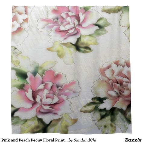 Pink And Peach Peony Floral Print Shower Curtain Zazzle Floral