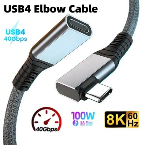 Cotovelo Usb Tipo C Macho Para F Mea Cabo De Extens O Ngulo Direito