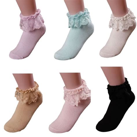 Women Retro Lace Ruffle Socks Sweet Princess Girls Cute Sock Harajuku