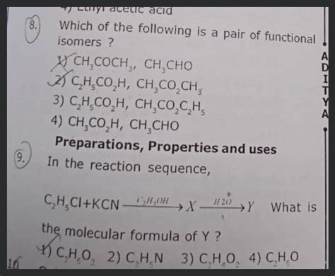 In The Reaction Sequence C H Cl Kcn C H Oh Xh O Ywhat Is The Mol