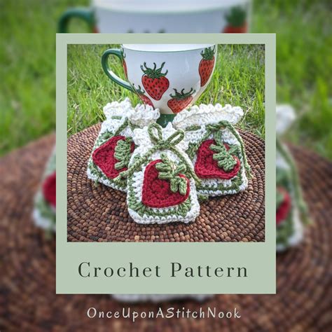 Crochet Strawberry Sachet Pattern / Intermediate Crochet Instructions ...