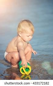 Beautiful Naked Baby Plays On Beach Stock Photo 1784306213 Shutterstock