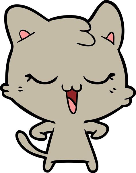 Gato Feliz De Dibujos Animados Vector En Vecteezy