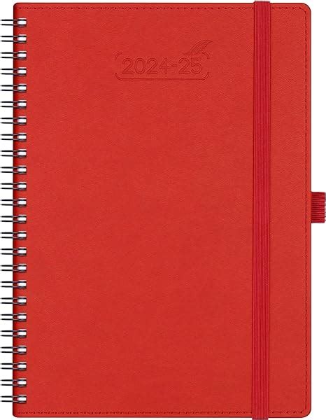 BEZEND A5 Academic Diary 2024 2025 Week To View Spiral Bound Red 18