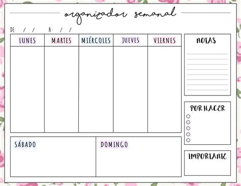 Calendario Agenda Semanal Imprimible Planifica Tu Semana