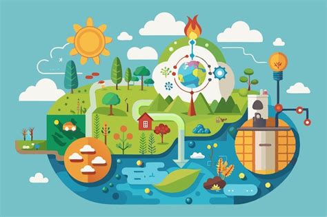 This illustration visualizes the nitrogen cycle featuring plants water ...