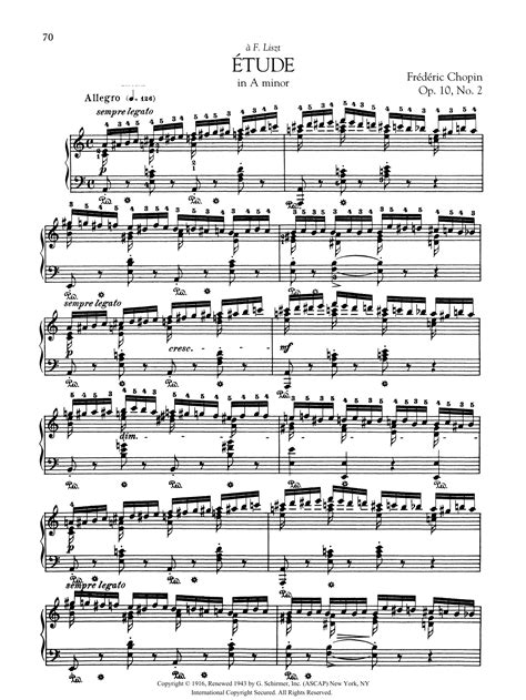 Etude In A Minor Op No By Fr D Ric Chopin Sheet Music For