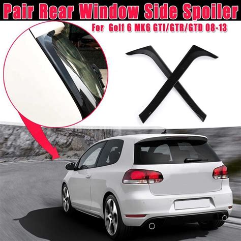 Pair Gloss Black Rear Window Side Spoiler Sticke Grandado