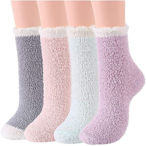 Zando Womens Fuzzy Socks Bulk Thick Winter Fuzzy Slipper Socks Fleece