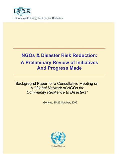 Pdf Ngos And Disaster Risk Reduction A Preliminary Review · Pdf