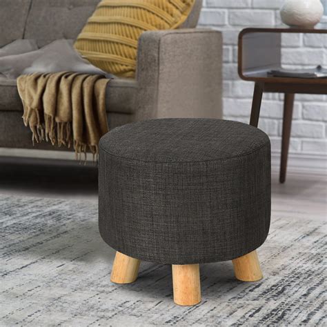 Artiss Fabric Ottoman Foot Stool Rest Pouffe Footstool Wood Storage