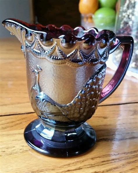 Westmoreland Carnival Glass Strutting Peacock Purple Amethyst Rainbow Creamer Carnival Glass