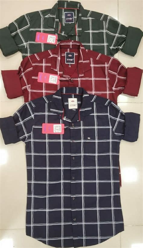 Cottonway Collar Neck Men Cotton Check Shirt Size M L Xl At Rs 245 In