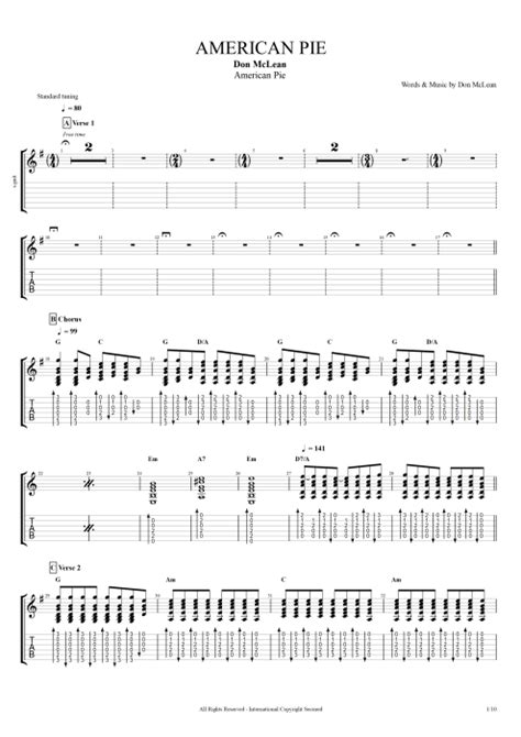 American Pie Tab By Don Mclean Guitar Pro Full Score Mysongbook