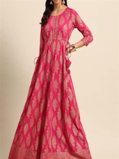 Buy Gerua By Libas Magenta Gold Toned Ethnic Motifs Ethnic Maxi Dress