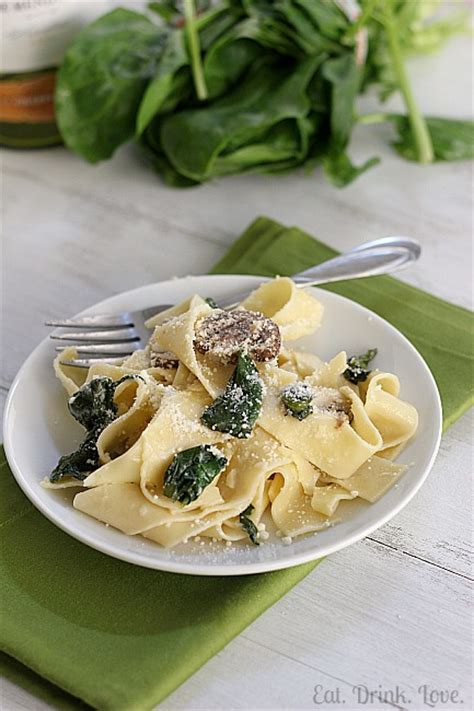 Mushroom Spinach Pappardelle | Eat. Drink. Love.