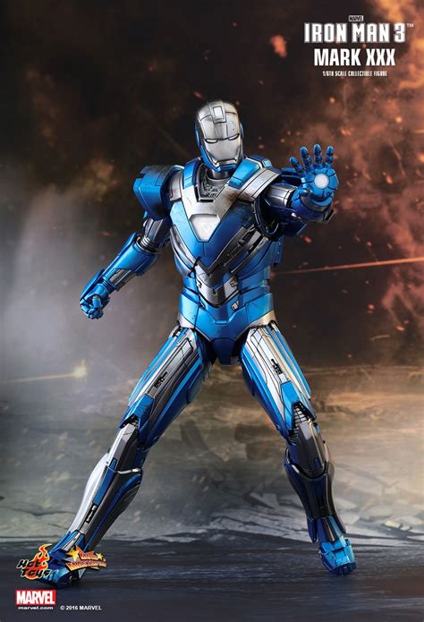 Toyhaven Hot Toys MMS391 Iron Man 3 1 6 Scale Blue Steel Mark XXX 30 Cm Tall Collectible Figure