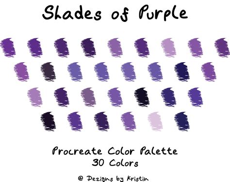 Shades Of Purple Color Palette Procreate Swatches Color Etsy