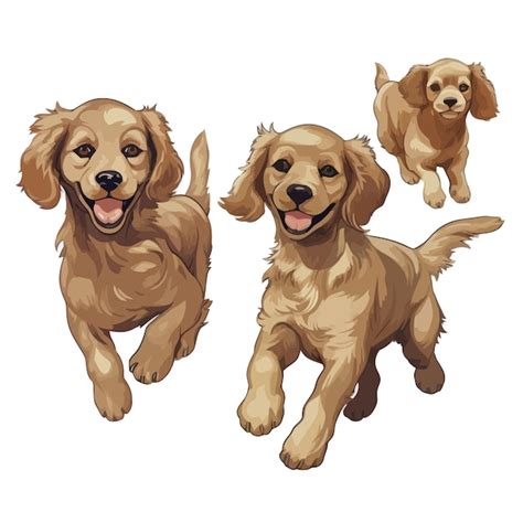 Chiens Mignons De Dessin Anim De Vecteur Vecteur Premium