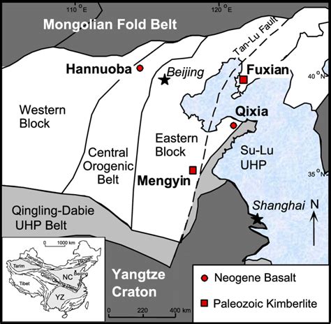 Map Of North China Craton White Showing Xenolith Localities Mentioned