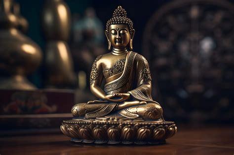 Una Estatua Dorada De Un Buda En El Templo Foto Premium