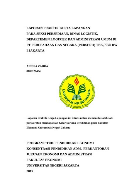 Pdf Laporan Praktik Kerja Lapangan Pada Seksi Administrasi Umum