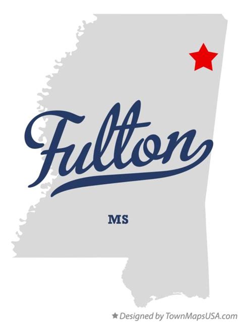 Map of Fulton, MS, Mississippi