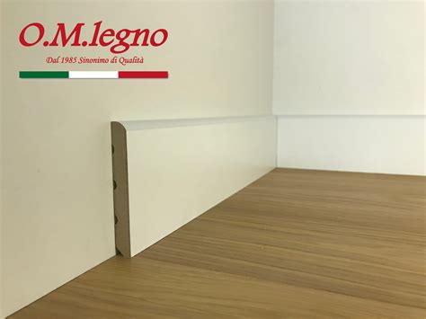 Battiscopa Art 142 70x10 MDF Grezzo O Laccato Bianco OM Legno