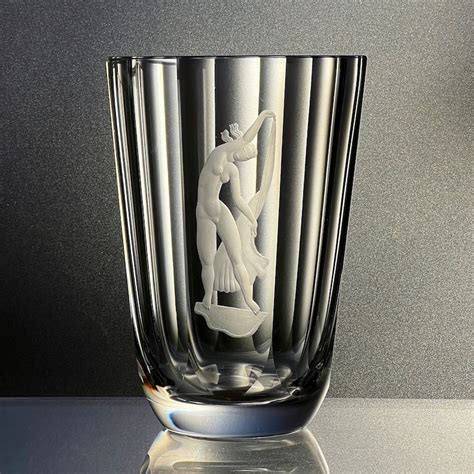 Orrefors Nude Woman Vase Engraved Swedish Crystal Art Deco Designed By Simon Gate Etsy