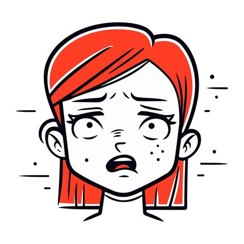 Premium Vector Angry Redhead Girl Face Cartoon Vector Icon Emotions