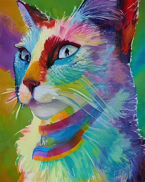 Rainbow Cat Painting Digital Art by Ervina Anandhita - Pixels