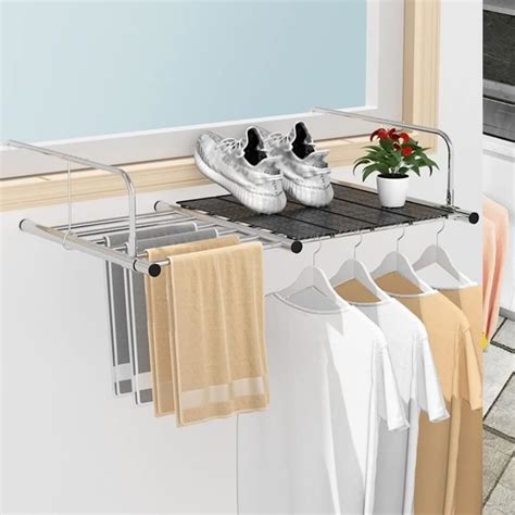 Sechoir Linge Mural Tendoir Pliable Acier Inoxydable Cintre Mur