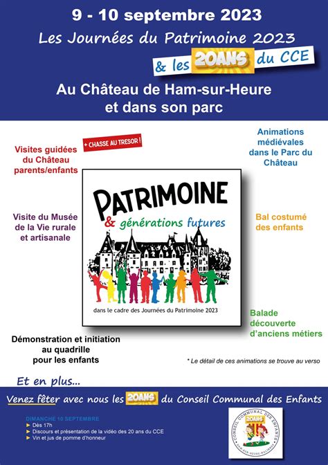 Les Journées du Patrimoine 2023 et les 20 ans du Conseil Communal des