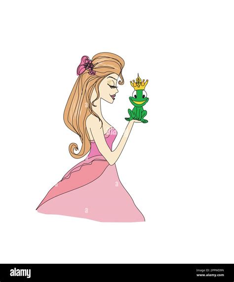 Beautiful Young Princess Kissing A Big Frog Stock Vector Image And Art