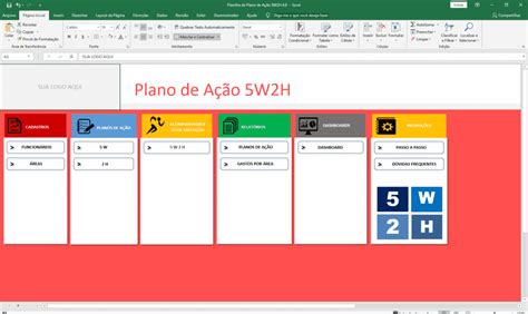 Plano De A O W H Em Planilha Excel Excel Avan Ado