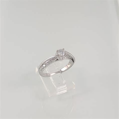 Anillo Compromiso Aro C Diamantes Diamante Central Oro Blanco